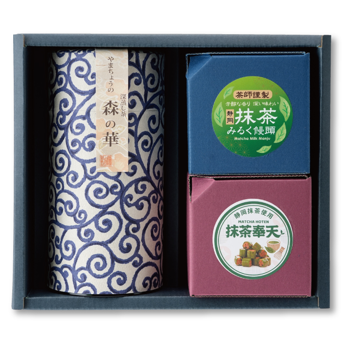 深蒸し茶箱入　森の華・抹茶菓子